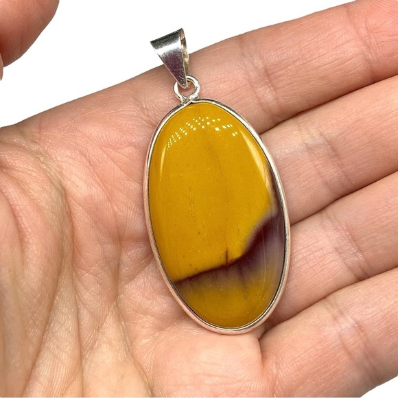Mookaite Necklace Pendant 925 Sterling Silver Overlay Oval Natural Stone - Picture 2 of 4